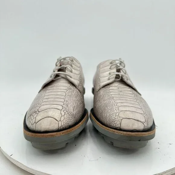 Robert Clergerie Men Size 9B White Grey Snake Pattern Leather Derby Shoes - Picture 3 of 12